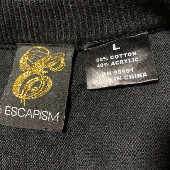 3/$20 Men’s ESCAPISM Black Red Stripes Sleeveless Sweater Vest Size Large - Picture 4 of 8